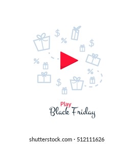 black friday design elements button play vector illustration