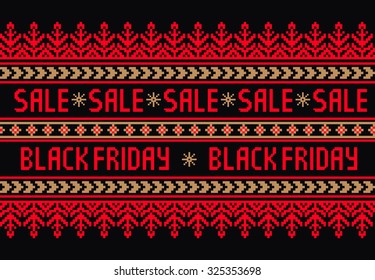 Black friday design with ethnic ornament . Eastern europe ethnic ornament. Vector border element. Elegant folk sale banner design for you products. 