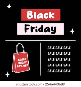 Black friday design illustration. Suitable for flat design graphic illustration for social media ads, flyer design, flat illustration, banner, template, poster, etc