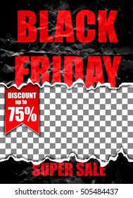 Black Friday design pattern crumpled paper banner, vector illustration