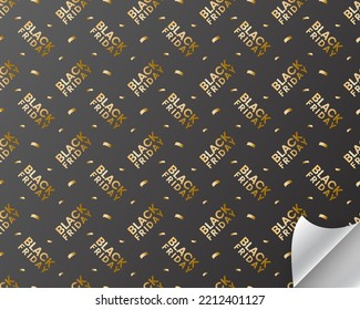 Black friday design template in black background. Black Friday pattern. Vector illustration.