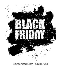 Black Friday design template in grunge style. Emblem poster night for sales and discounts in store. Traditional Christmas season sales