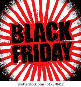 Black Friday design template in grunge style. Emblem poster night for sales and discounts in store. Traditional Christmas season sales