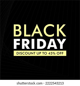 black friday discount up to 45 percent off black background banner vector eps
