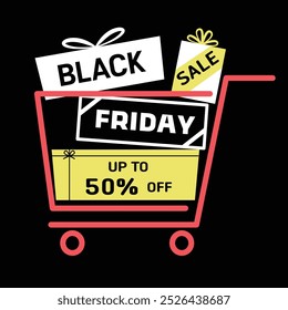 Black Friday discount advertisement, Black Friday Shopping Cart