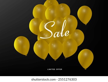 Black Friday. Discount flyer. Creative template with the inscription Discounts and yellow balloons on black background. Black Friday discount flyer. Vector illustration