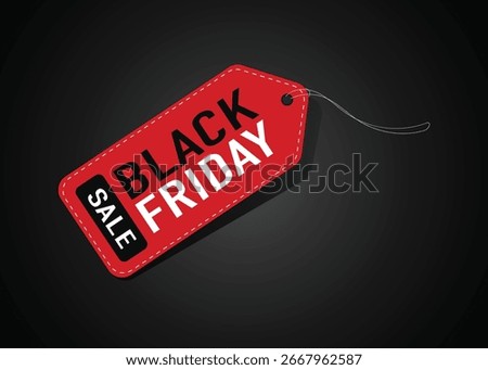Black Friday Discount Label in Red on Isolated Black Background