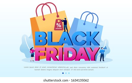 Black friday discount landing page website illustration flat vector template
