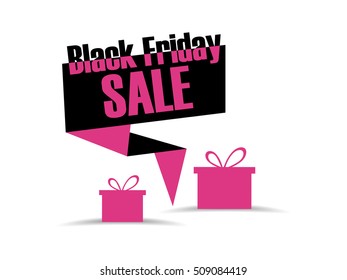 Black Friday discount and promotion banners. Gift box icon. Callouts Black Friday sale. Vector illustration.