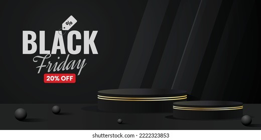 Black Friday Discount Sale Banner Vector Template Design For Product Promotion in Black Background