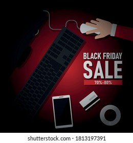 Black Friday Discounts Flyer Design With Computer
