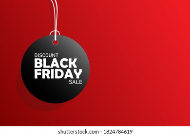 Black Friday, Discounts, Sale 50% off, on a red background balloon on a rope gradient. Banner. Vector EPS10