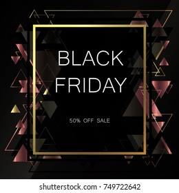 Black Friday, discounts, sale. Geometric, abstract. Vector illustration with triangles.