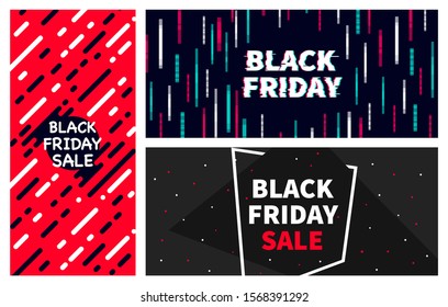 Black Friday DL Cover Flyer Banner poster template vector illustration Background greeting card set pack