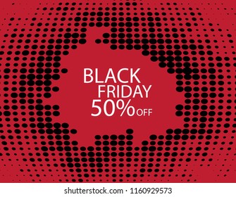 Black Friday Black dots on red background.
