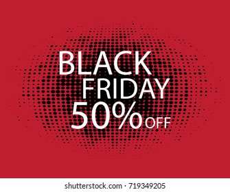 Black Friday Black dots on red background. Vector