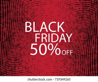 Black Friday Black dots on red background. Vector