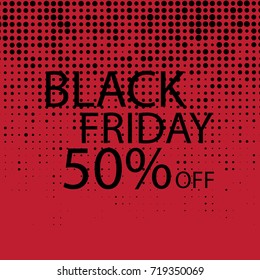 Black Friday Black dots on red background.