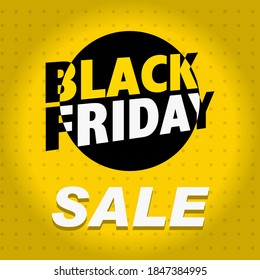 Black Friday eclipse. Yellow background and black circle. Vector.