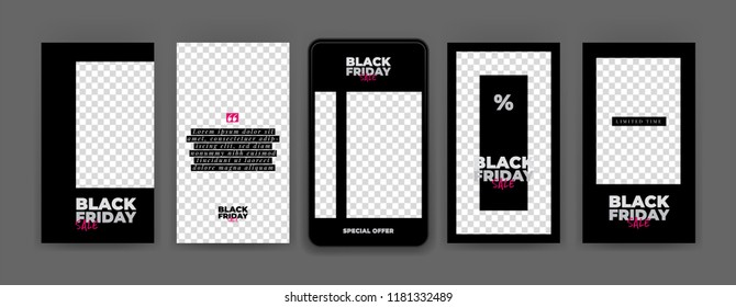 Black Friday. Editable Instagram stories template. Streaming. Sale