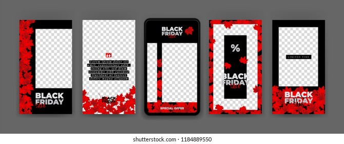 Viernes Negro. Plantilla de artículos de Instagram editables. Transmisión.Venta. Otoño.