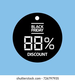 black friday editable price tag with changable digits on blue background