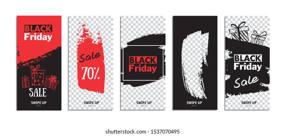 Black Friday. Editable Stories hand drawn template.