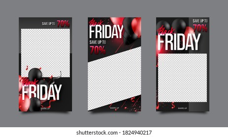 Black Friday editable Stories template design. Design for social media.