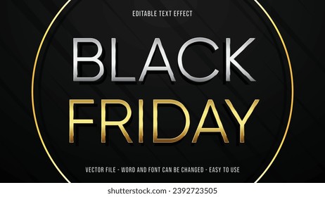 Black friday editable text effect, golden text style suitable for business brand
