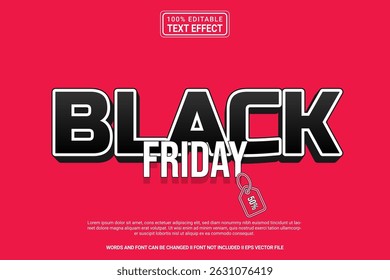 Black Friday Editable Text Effect Vector Design – Playful and Modern Typography Cartoon Style for Poster, Branding, Social Media