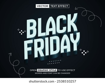 Texto editable del viernes negro, efecto de la fuente, texto 3D para el título