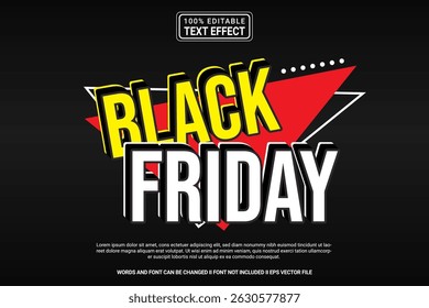 Black Friday Editable Vector 3D Text Effect – Playful and Modern Typography Cartoon Style for Poster, Branding, Social Media