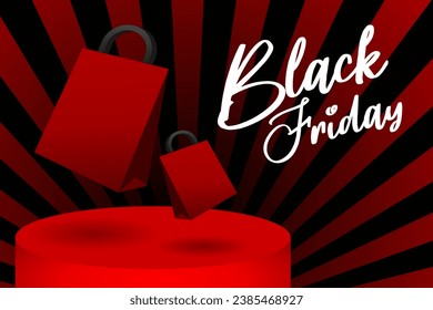 Black Friday elegant background and podium for a classy promotional event.