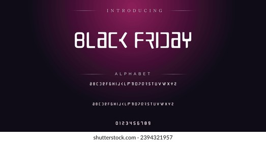 Black Friday Elegant Font Uppercase Lowercase and Number. Classic Lettering Minimal Fashion Designs. Typography modern serif fonts regular decorative vintage concept. vector illustration