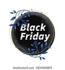 black friday element with blue leaves wreath frame