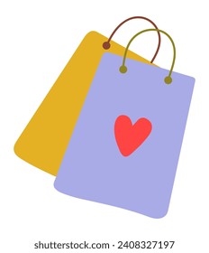 Elemento de Black Friday de colorido conjunto. Esta llamativa ilustración temática del Black Friday muestra elegantes bolsas de compras contra un paisaje blanco inmaculado. Ilustración vectorial.