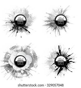 Black friday elements, noir design sale banners set, vector illustration.