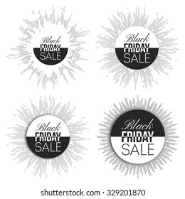 Black friday elements, noir design sale banners set, vector illustration.