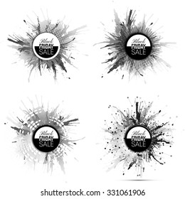 Black friday elements, noir design sale banners set, vector illustration.