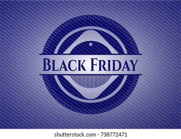 Black Friday emblem with jean background