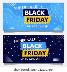 Black Friday event banners and background template in blue color with gradient style