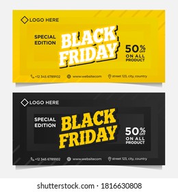 Black Friday event banners template  black and yellow color and gradient background