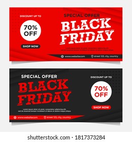 Black Friday event banners template in black and red colors