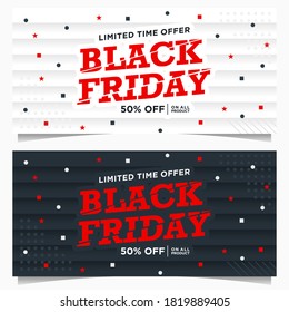 Plantilla de banners de eventos del Viernes Negro en colores blanco y negro con adorno de puntos