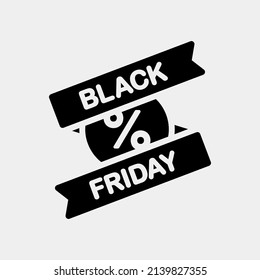 Black friday event icon in solid style, use for website mobile app presentation