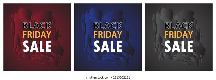 Black friday event sale promotion offer and discount template collection in red, blue and color