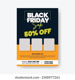 Black Friday event special product price discount offer or fashion sale print flyer or poster template design