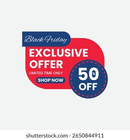 Black Friday exclusivo oferecer tempo limitado apenas cinquenta por cento off loja agora gráfico promocional