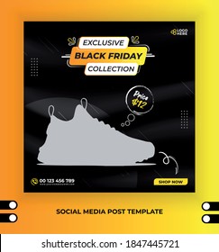 Black friday exclusive sports shoe sale square post template