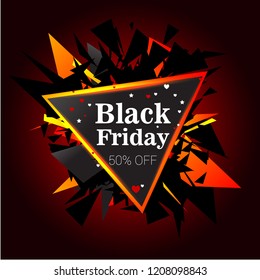 black Friday, explosion orange neon lights, vector banner